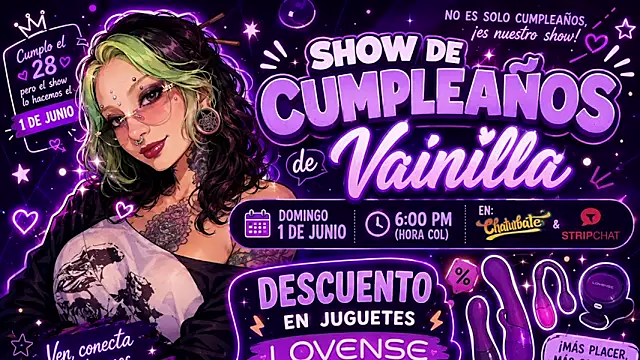 vainilla doll online show from June 2026 02:45:01 AM